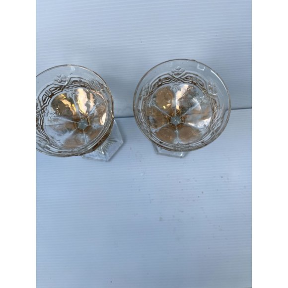 2 Pink Glow Vintage Uranium Etched Depression Glass Goblets - Picture 2 of 12